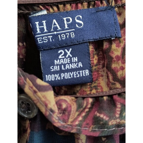 Chaps Women's Peasant Blouse Plus 2X Floral Chiffon Sheer 3/4 Sleeve Boho - Picture 3 of 6